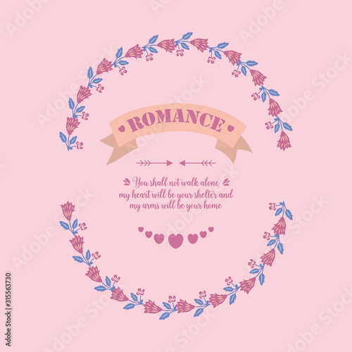 Beautiful pattern of leaf and flower frame, for romance greeting card wallpaper design. Vector