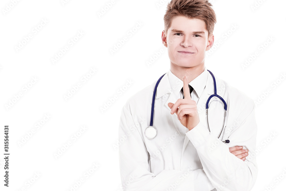 therapist showing up at copy space.isolated on a white background therapist showing up at copy space.isolated on a white background
