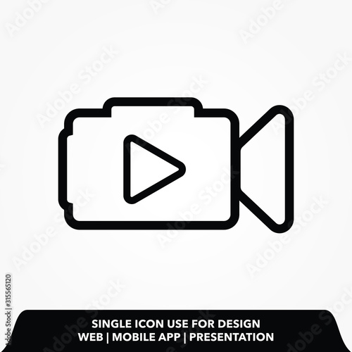 recorder player video line icon vector illustration