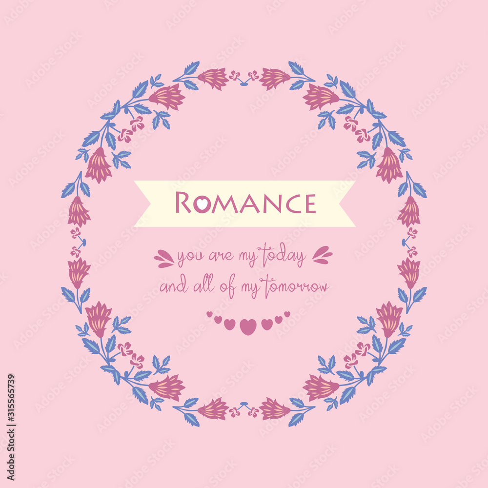 Beautiful pink wreath frame Design, for elegant and romance invitation card decor. Vector