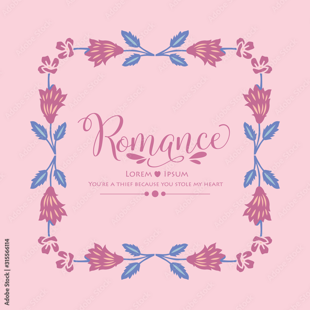 Beautiful pink wreath frame Design, for elegant and romance invitation card decor. Vector