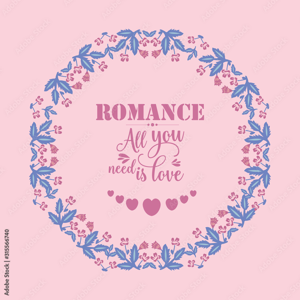 Beautiful Ornament leaf and floral frame, for seamless romance invitation card design. Vector