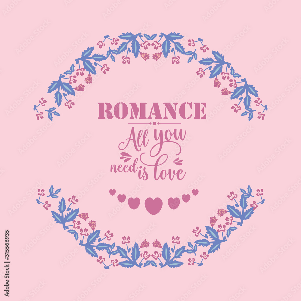 Beautiful Ornament leaf and floral frame, for seamless romance invitation card design. Vector