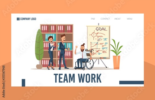 Successful Business Startup, Perspective Investment Project Trendy Flat Vector Web Banner, Landing Page Template. Businesspeople, Employees, Business Partners Team Celebrating Achievement Illustration