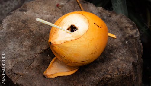 King Coconut with a straw inside photo