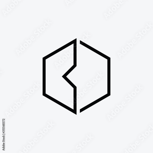 Letter B D hexagon With Building For Construction Company Logo. Modern logo with lines style. Vector design template elements for your application or corporate identity.