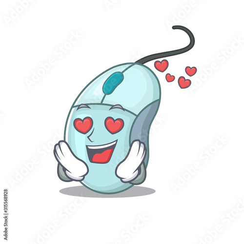 falling in love cute computer mouse cartoon character design