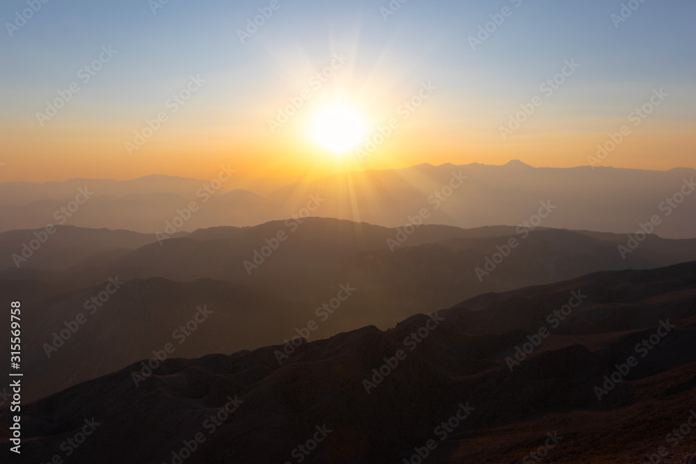 Panorama of the mountains at sunset. Panorama of the mountains at sunset.