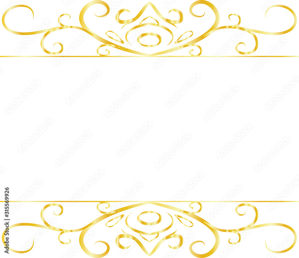 Gold Top and bottom antique pattern frame