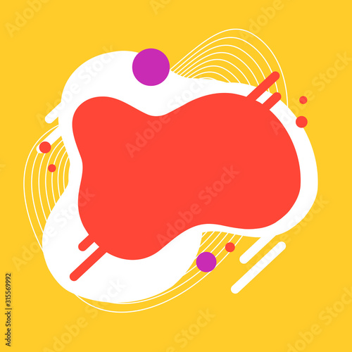 Abstract shape fluid or liquid design element background child party or kids club vector funny or playground backdrop, flat cartoon colorful flyer or poster graphic in yellow, orange color