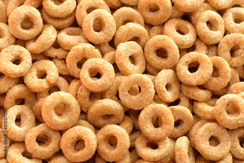 cereal rings closed up food background