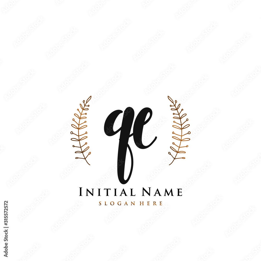 QE Initial handwriting logo vector QE Initial handwriting logo vector