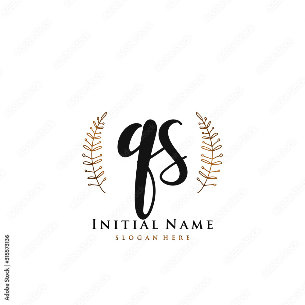 QS Initial handwriting logo vector QS Initial handwriting logo vector