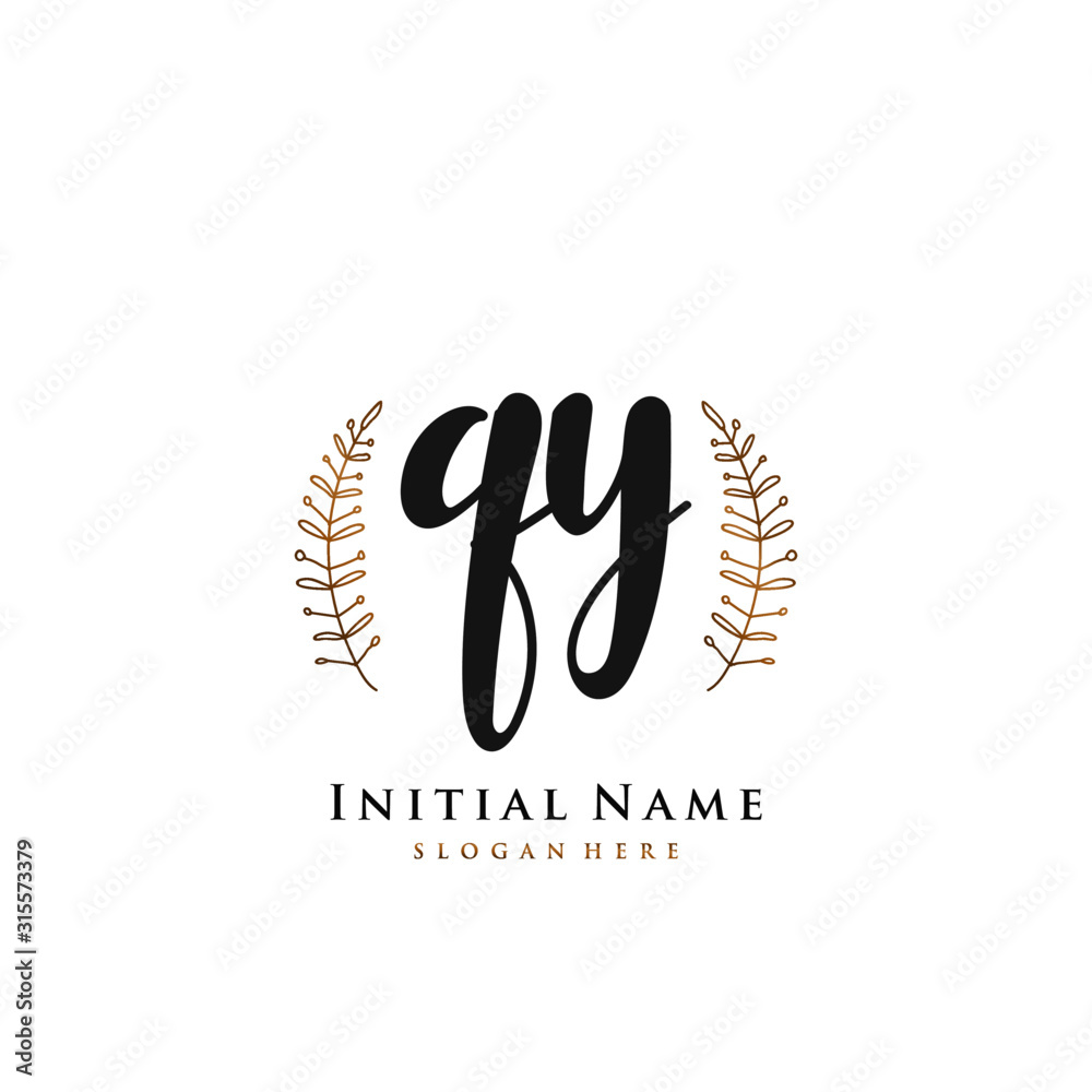QY Initial handwriting logo vector QY Initial handwriting logo vector