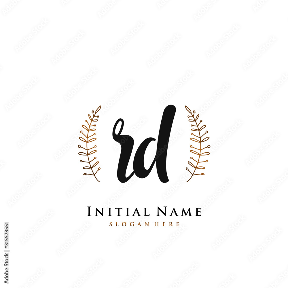 RD Initial handwriting logo vector RD Initial handwriting logo vector