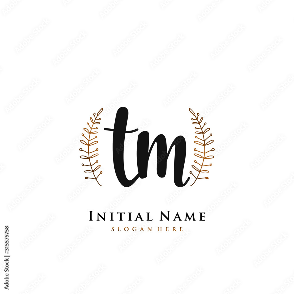 TM Initial handwriting logo vector TM Initial handwriting logo vector