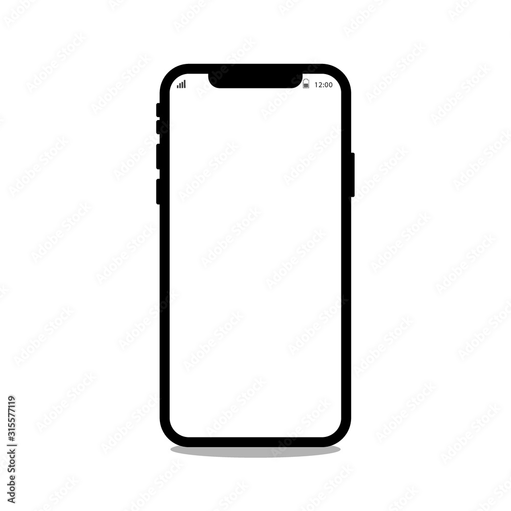 Smartphone icon on white background vector illustration. Flat Icon Mobile  Phone, Handphone, Mobile phone with blank screen. Stock Vector