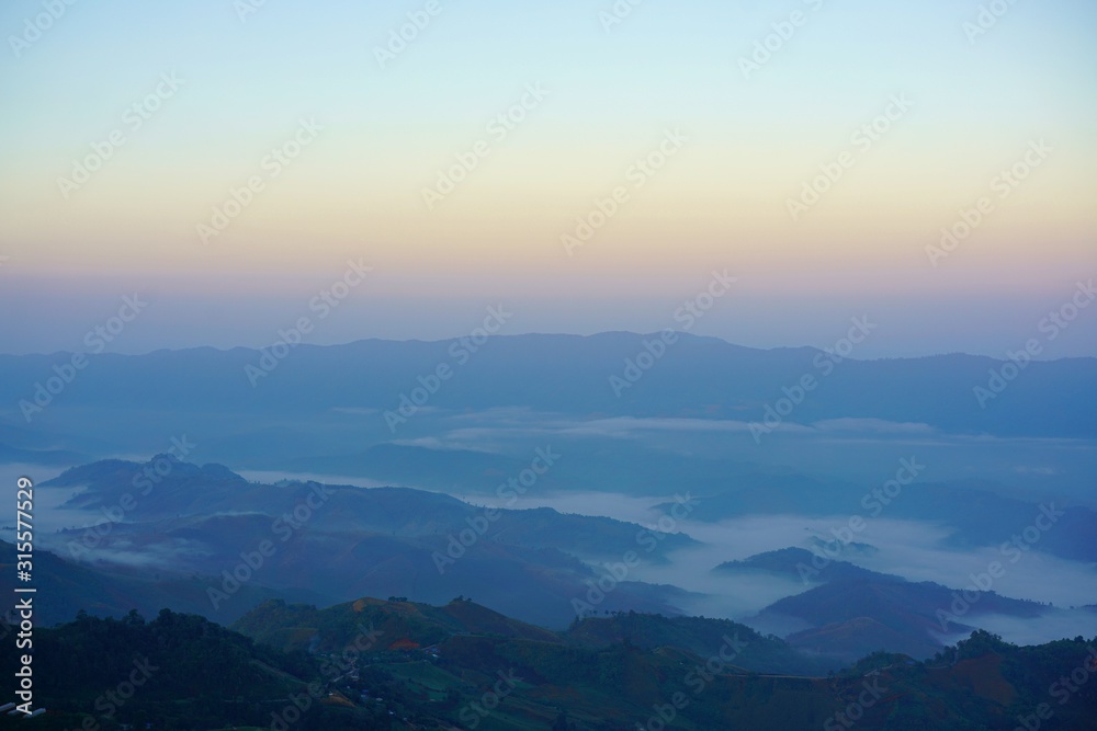 sunset in mountains