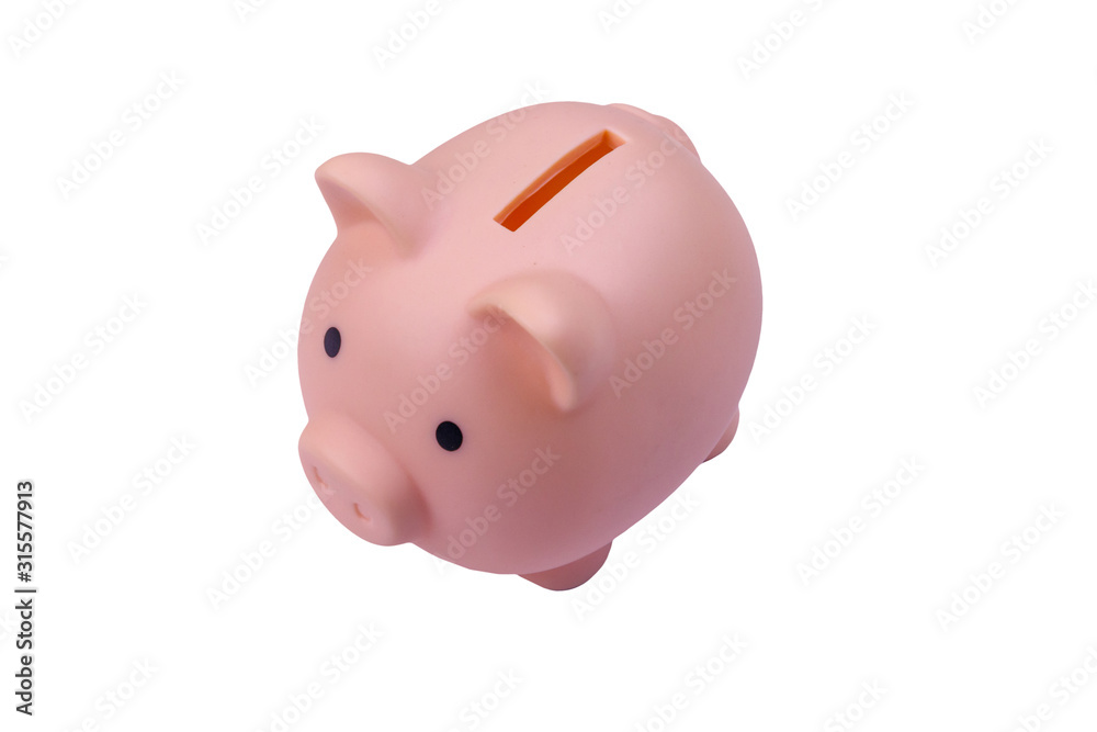 Pink piggy bank isolated on white background Pink piggy bank isolated on white background