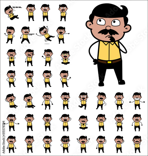 Comic Indian Man Poses - Set of Various Concepts Vector illustrations