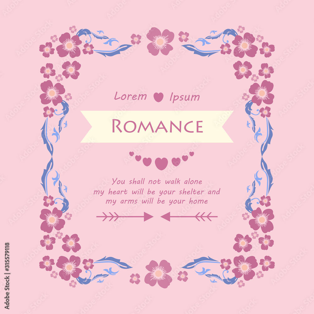 Invitation card of romance, with seamless leaf and pink wreath. Vector Invitation card of romance, with seamless leaf and pink wreath. Vector