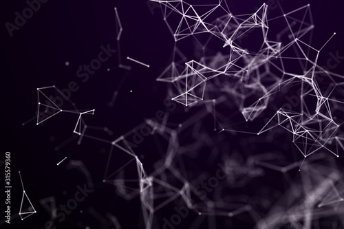 Abstract science background. Molecules technology with polygonal shapes  connecting dots and lines. Big data visualization.  Connection structure concept. 