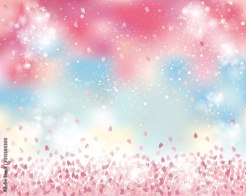 background of a shower of cherry blossoms