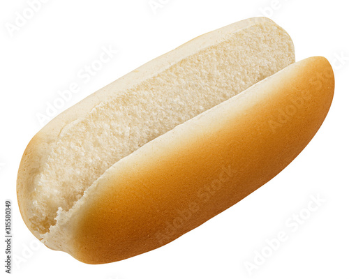 HOT DOG bun isolated on white background, clipping path, full depth of field