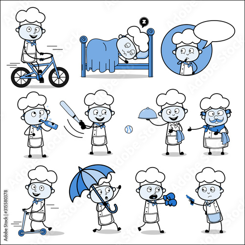 Various Cartoon Chef Concepts - Set of Retro Concepts Vector illustrations