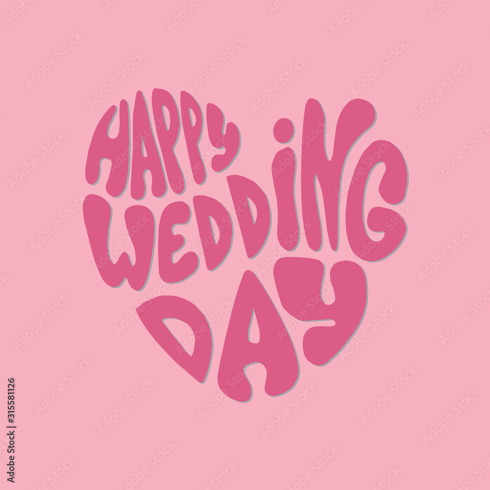 Typography Happy Wedding. Calligraphy Text. Hand Drawn Lettering Sign Typography Happy Wedding. Calligraphy Text. Hand Drawn Lettering Sign