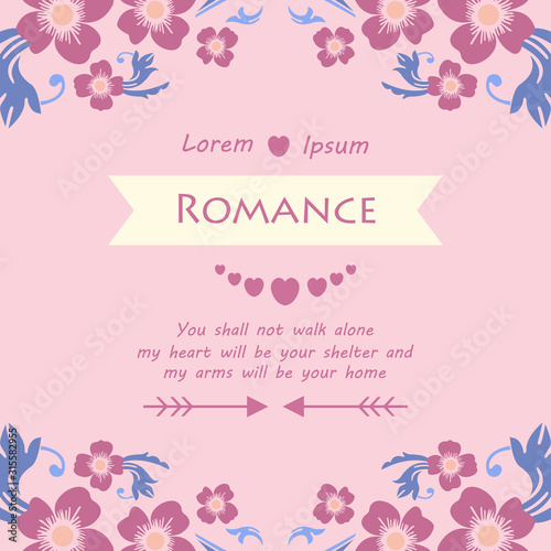 Poster decor for romance, with leaf and pink wreath unique frame. Vector © StockFloral