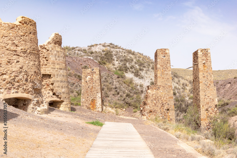 Old mining calcination furnaces in Lucainena de las Torres. Almeria, Andalucia, Spain Old mining calcination furnaces in Lucainena de las Torres. Almeria, Andalucia, Spain
