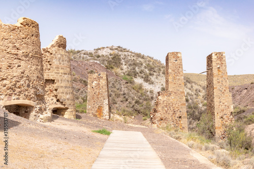 Old mining calcination furnaces in Lucainena de las Torres. Almeria, Andalucia, Spain