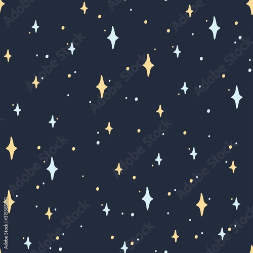 Seamless pattern with stars and dots. Background for babys. Kids print.