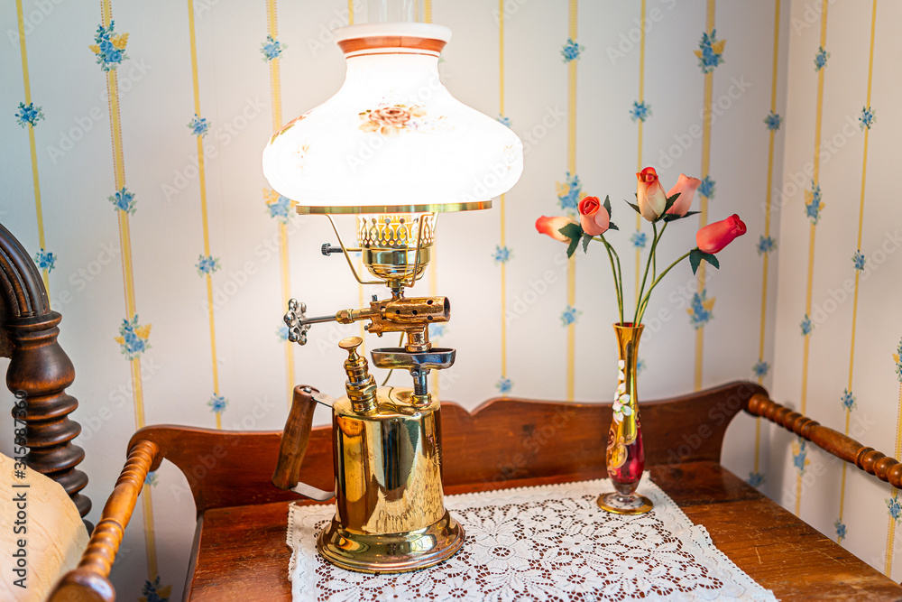 Bedside Nightstand Table With Antique Retro Vintage Lamp In Home House   1000 F 315587360 0ag92nJdjLcDx3m1DV921fSzCjaKa1WQ 