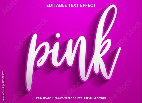 pink text effect template with 3d type style and bold text concept use for brand label and logotype 