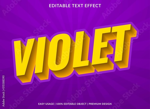 violet text effect template with 3d type style and bold text concept use for brand label and logotype 