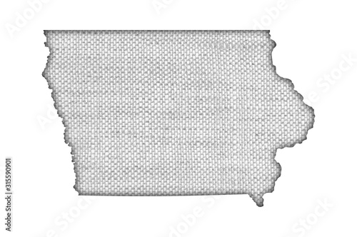 Karte von Iowa auf altem Leinen