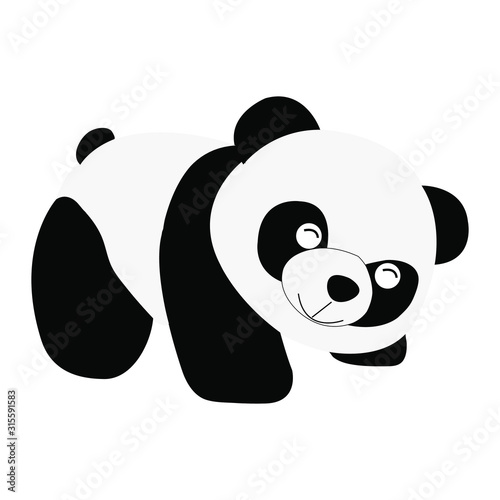 Fototapeta Naklejka Na Ścianę i Meble -  Cartoon panda bare isolated white background. Smile.
