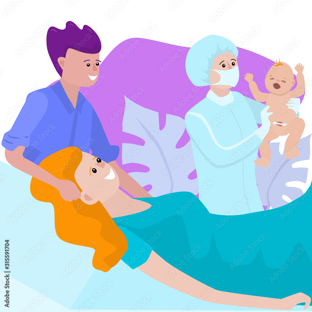 The husband is present at the birth of his wife. The husband is present at the birth of his wife.