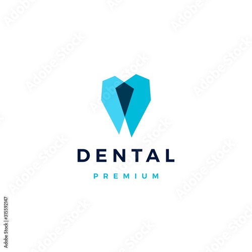 geometric dental logo vector icon illustration overlapping style