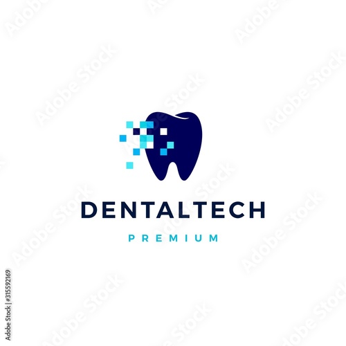 dental pixel tech logo vector icon illustration