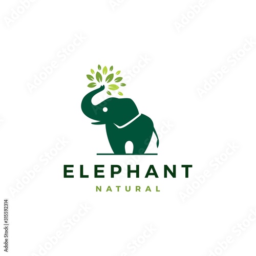 elephant leaf leaves tree logo vector icon illustration
