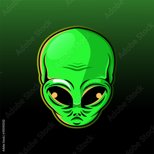 Alien head mascot logo