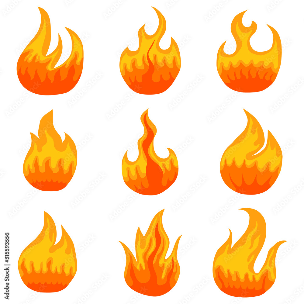 Flames, fire, flame icon. Vector illustration of a bonfire concept. Flames, fire, flame icon. Vector illustration of a bonfire concept.