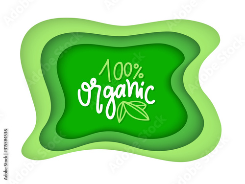 Organic food and supplies vector, isolated set of green logotypes, foliage vegetal elements, apple and plants with leaves natural meal and ingredients