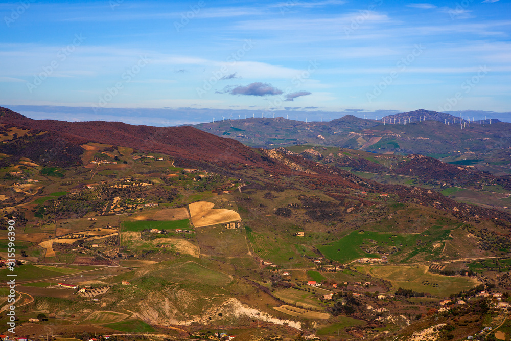 View of the typical Sicilian countryside