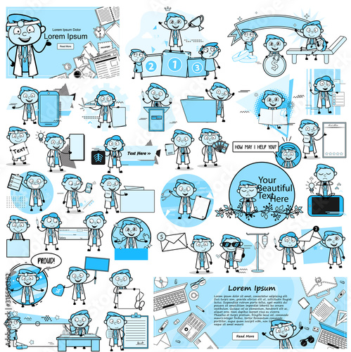 Various Vintage Doctor Character Concepts - Different Concepts Vector illustrations