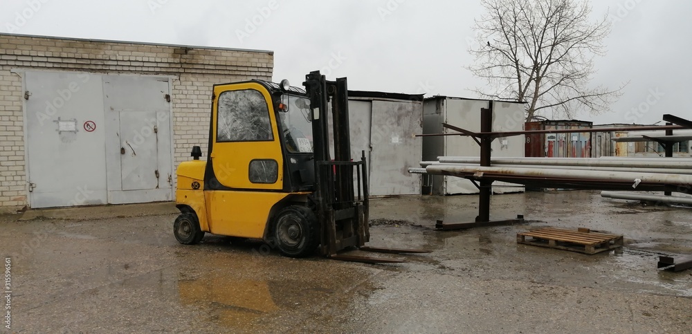 forklift in a warehouse