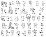 Drawing Art of Priest Monk - Set of Concepts Vector illustrations
